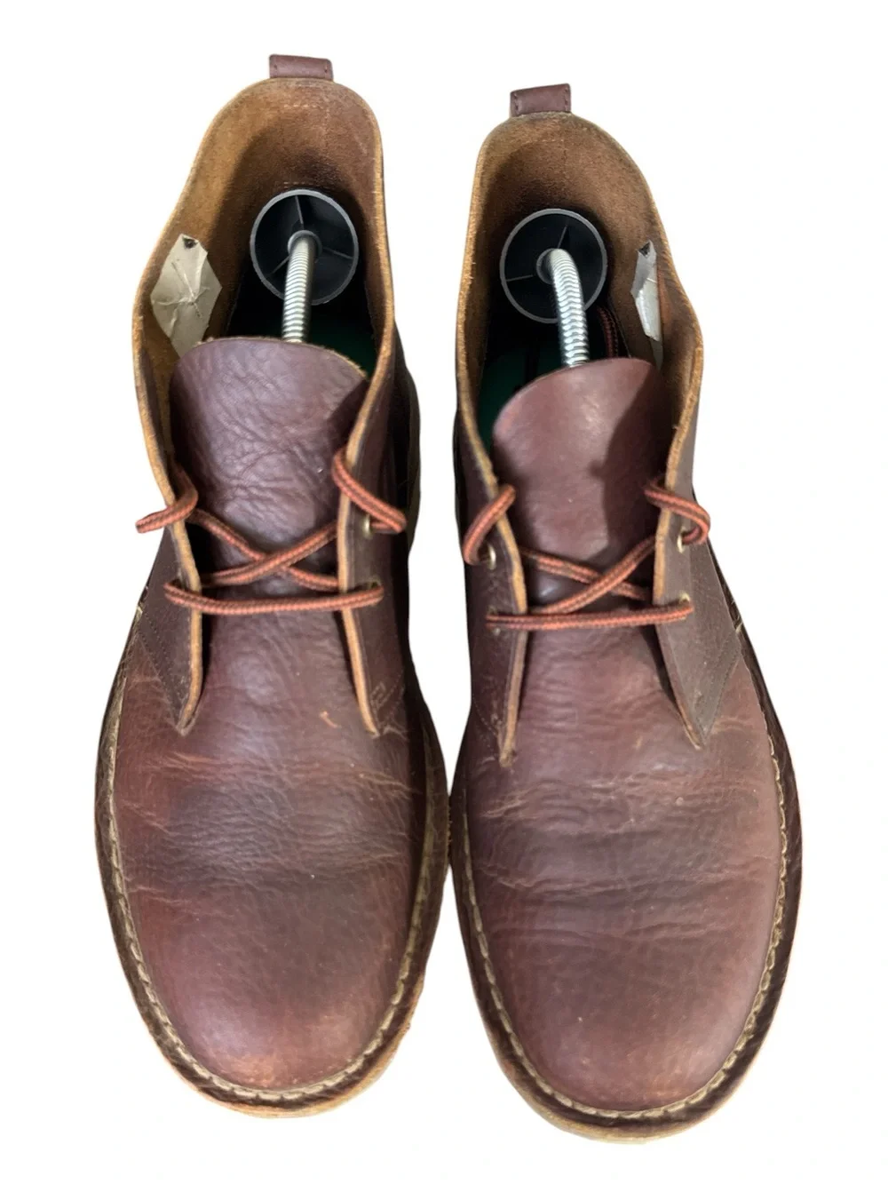 Clarks Overdale Mid Brown Leather Chukka Boots Mens 9 Ortholite Lug Sole